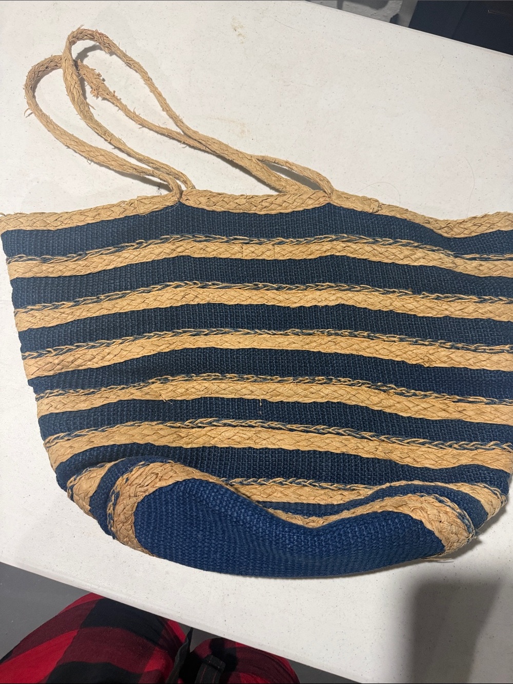 Zara striped canvas beach bag